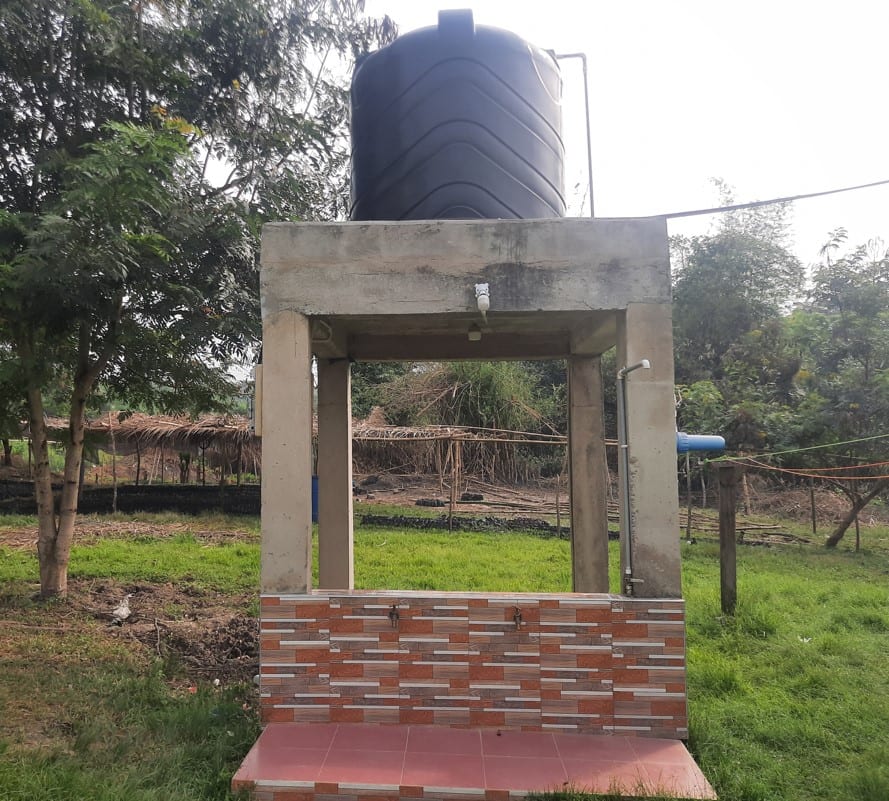 Construction of Mechanized borehole fitted with electric pump and overhead water tank at Amanfrom