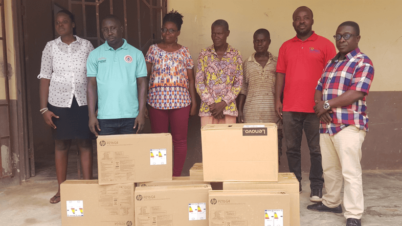 Distribution of computers to Asamang DA Basic
