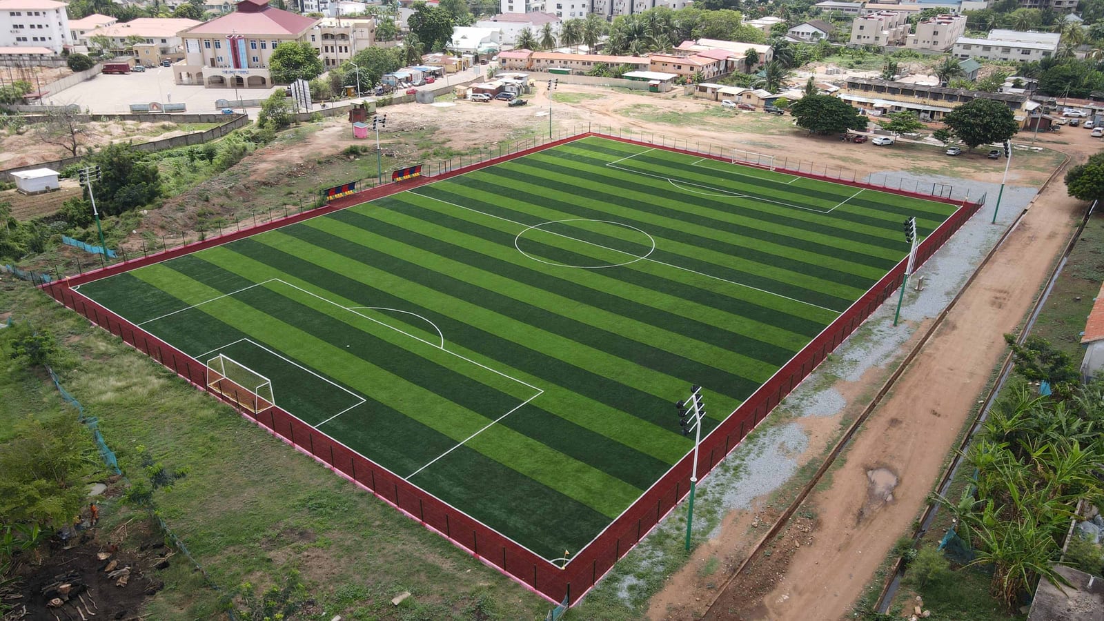 Construction of AstroTurf for James Camp Prison at Roman Ridge