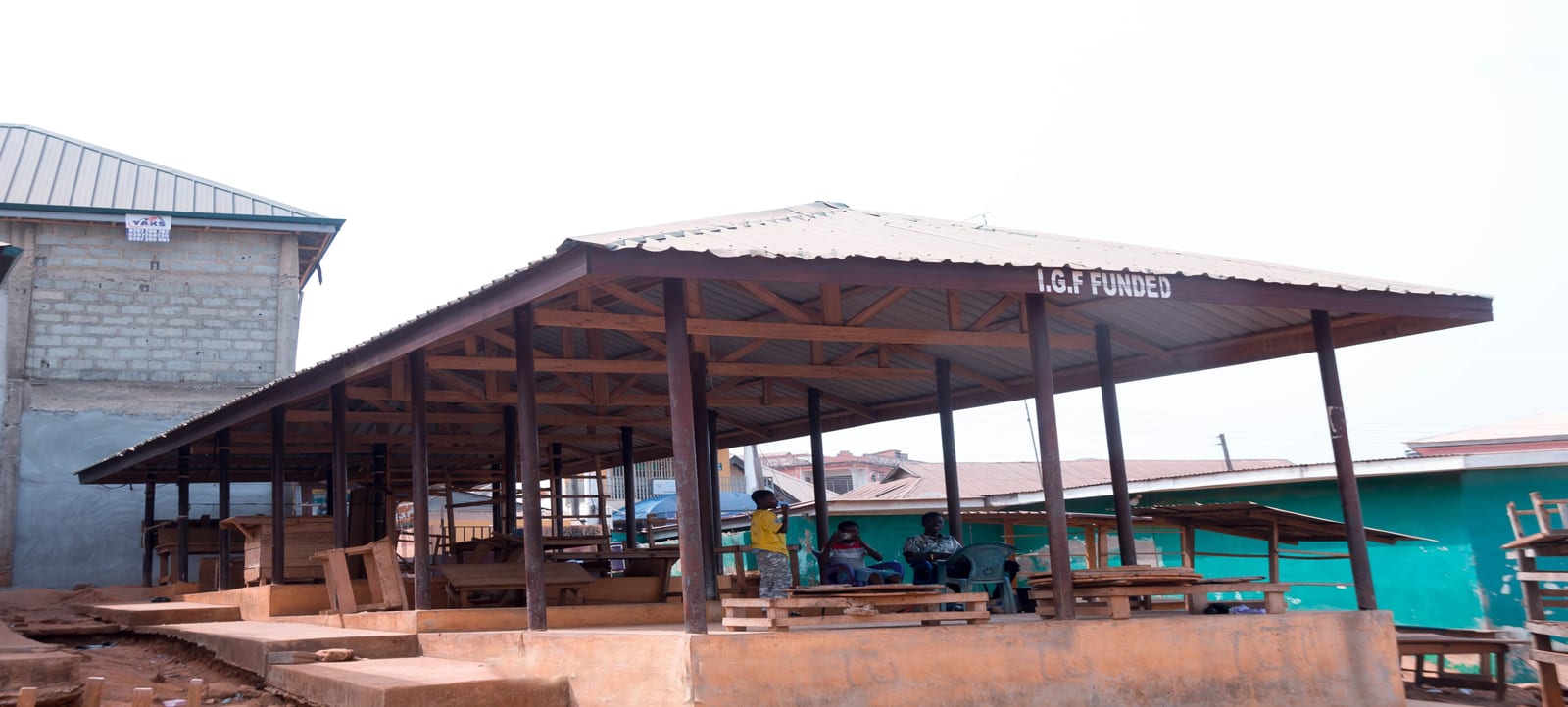 Construction of 1No.14 Unit Open Market shed at Begoro