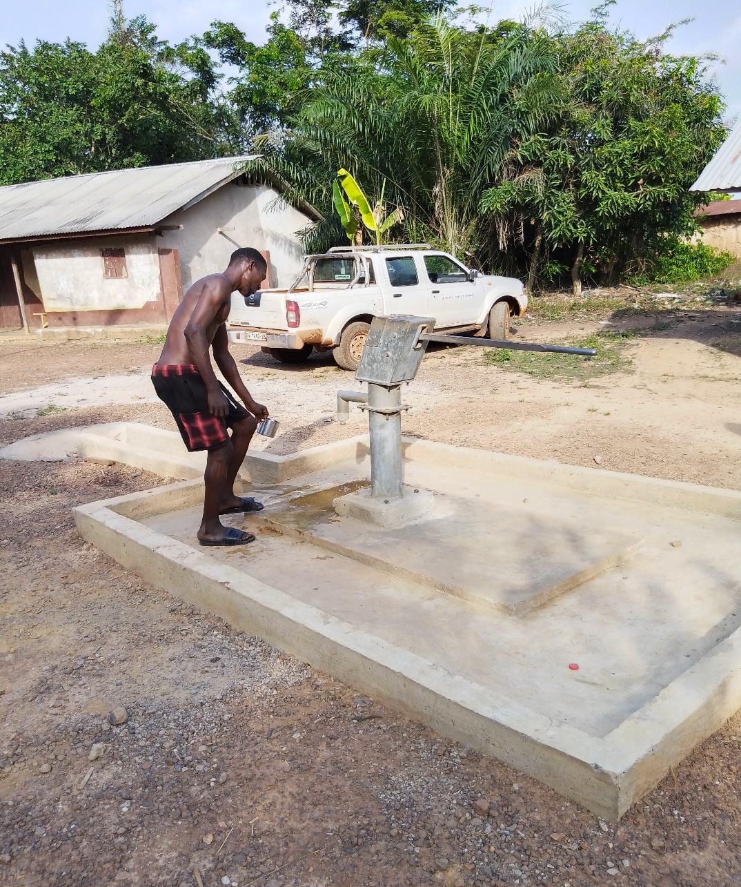 Construction of hand pump borehole at Sonka