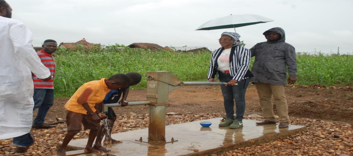 Siting and drilling of 2No. Boreholes fitted with hand pumps at Meehiboug.