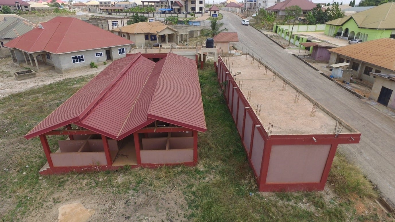 8 No. Lockable Stores, 50 Open Sheds and 10 seater Toilet facility for proposed market at Abuohia