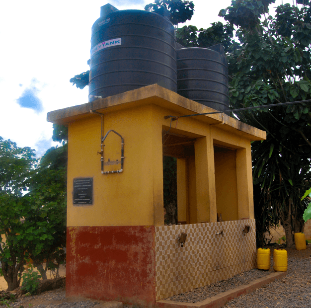 Construction of Mechanized Borehole with Polytank overhead stand at Christian Quarters